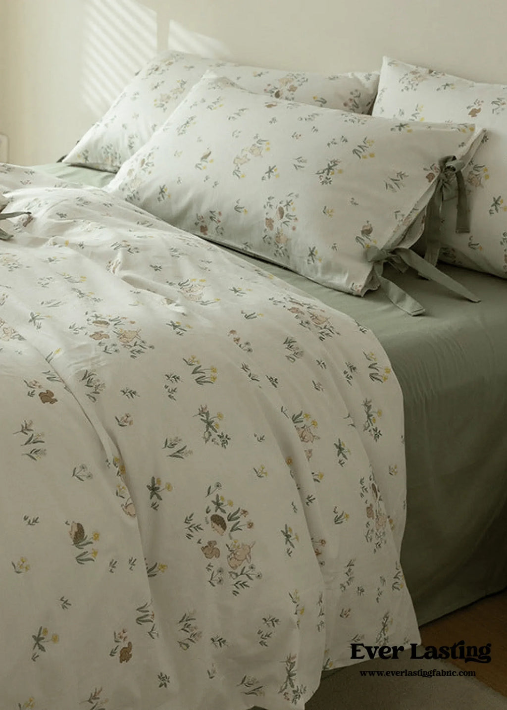 Soft Cottage Blue Ribbon Bedding Set / Blue Ever Lasting