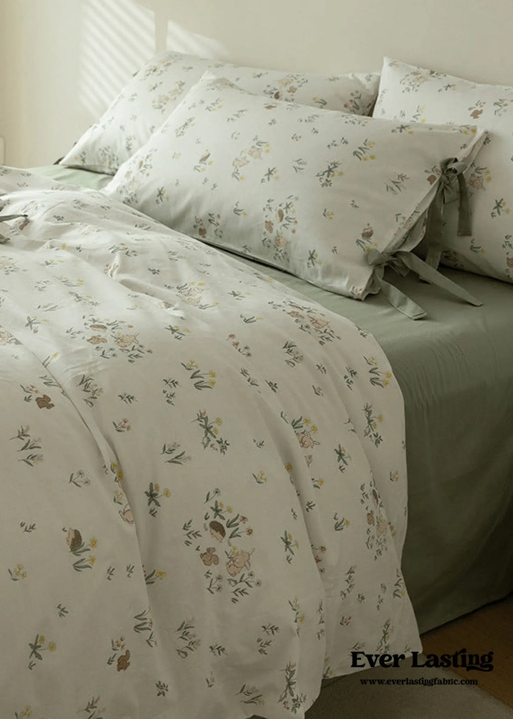 Soft Cottage Blue Ribbon Bedding Set / Blue Ever Lasting