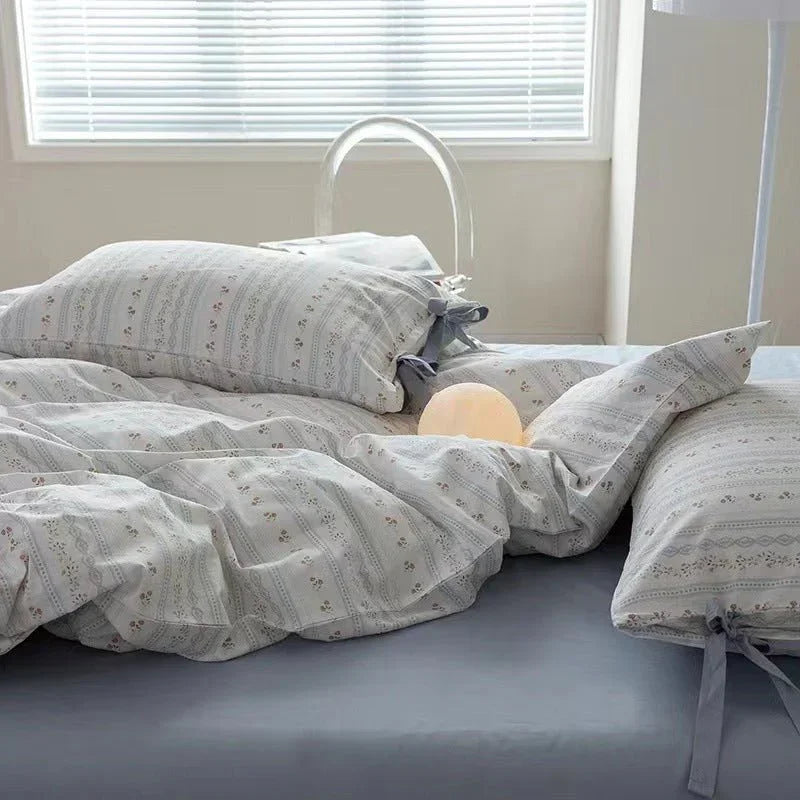 Soft Cottage Blue Ribbon Bedding Set / Blue Ever Lasting