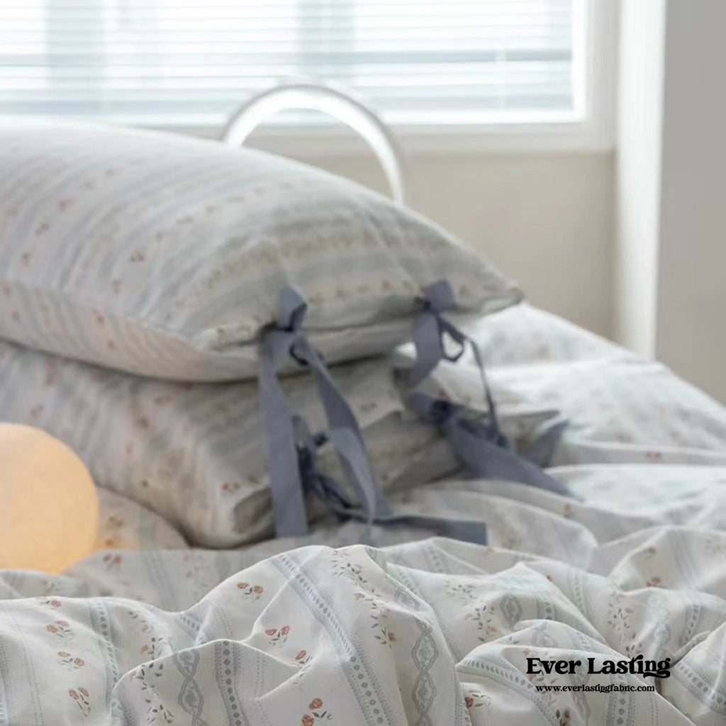Soft Cottage Ribbon Bedding Set / Green Ever Lasting