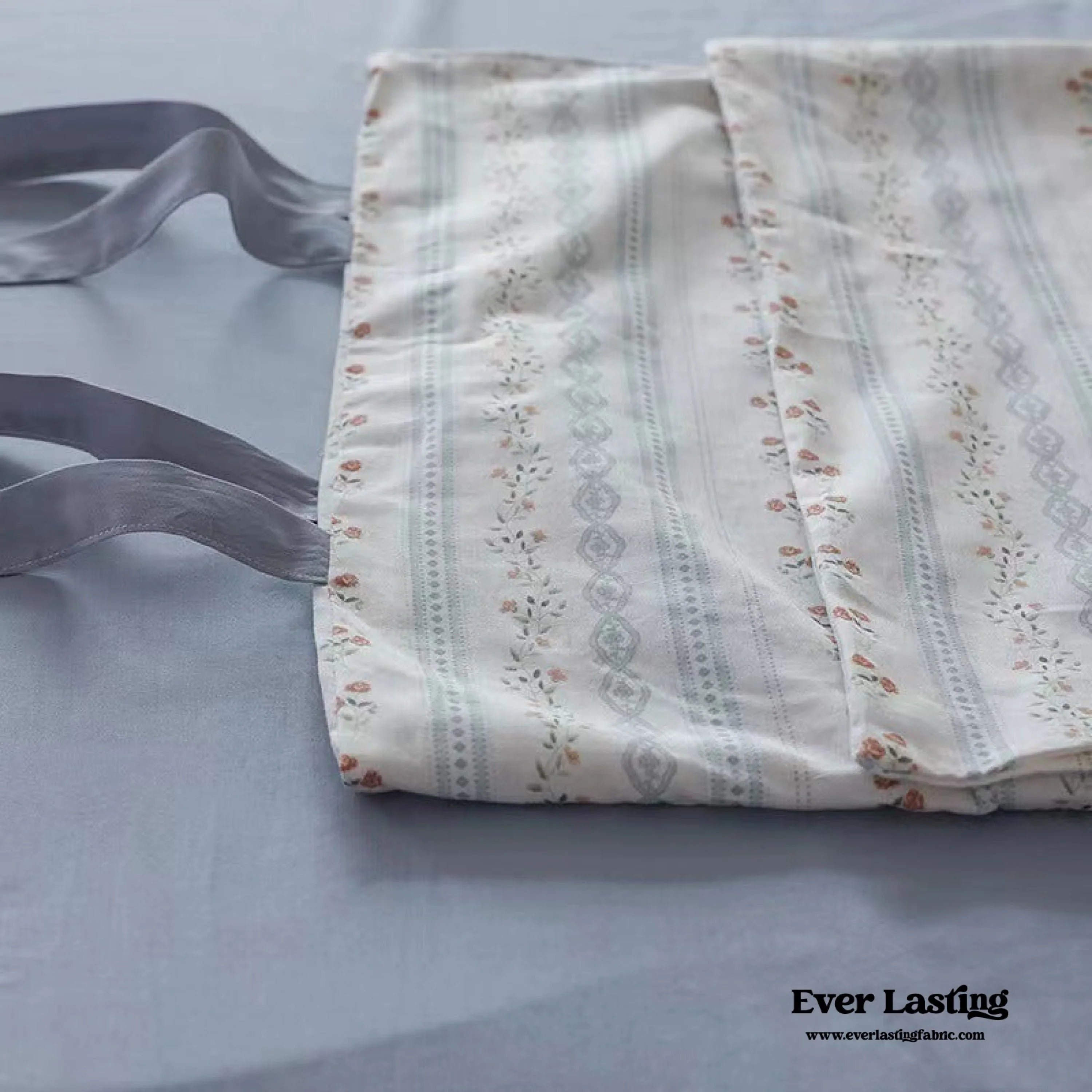 Soft Cottage Ribbon Bedding Set / Green Ever Lasting