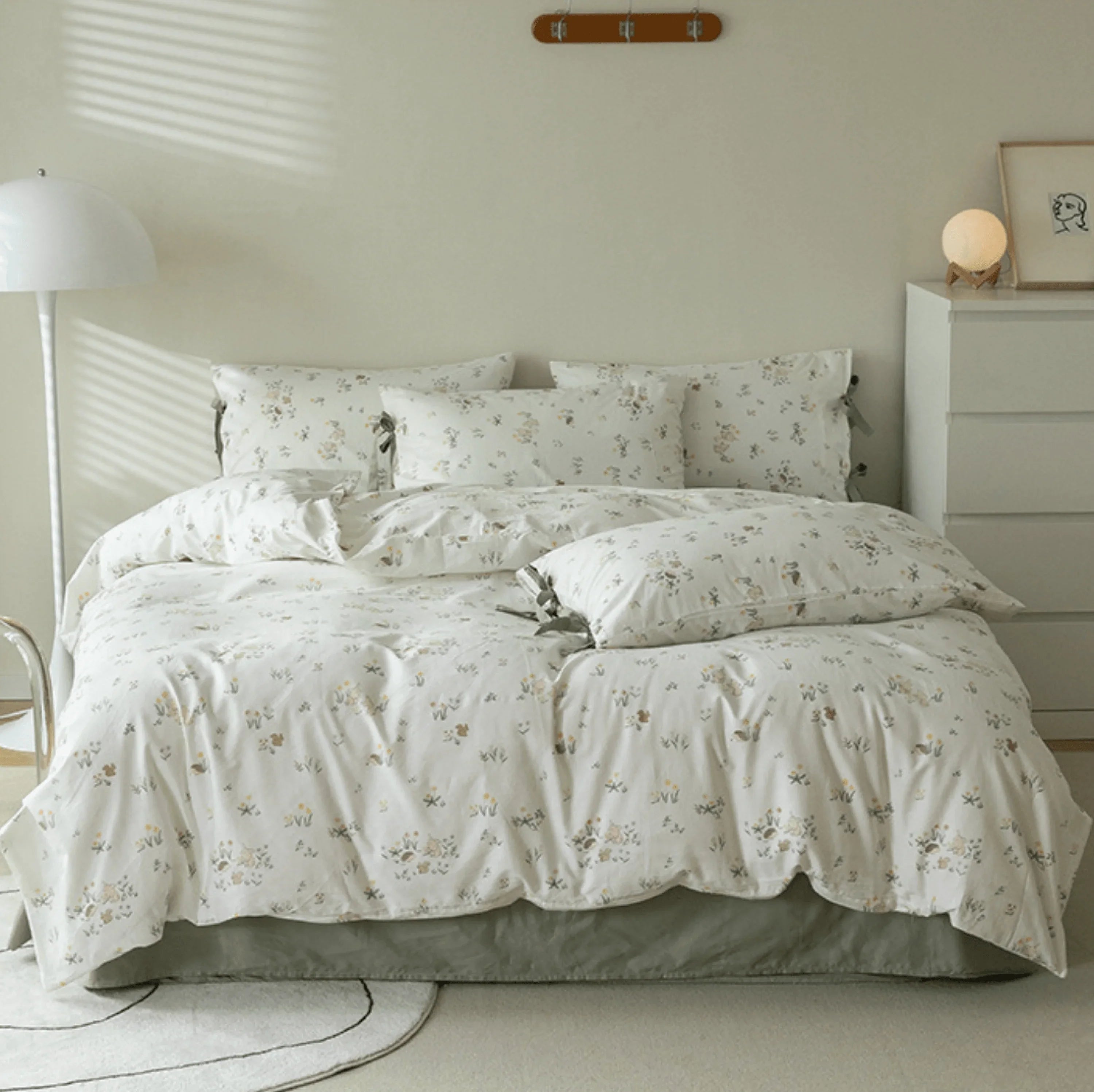 Soft Cottage Ribbon Bedding Set / Green Ever Lasting