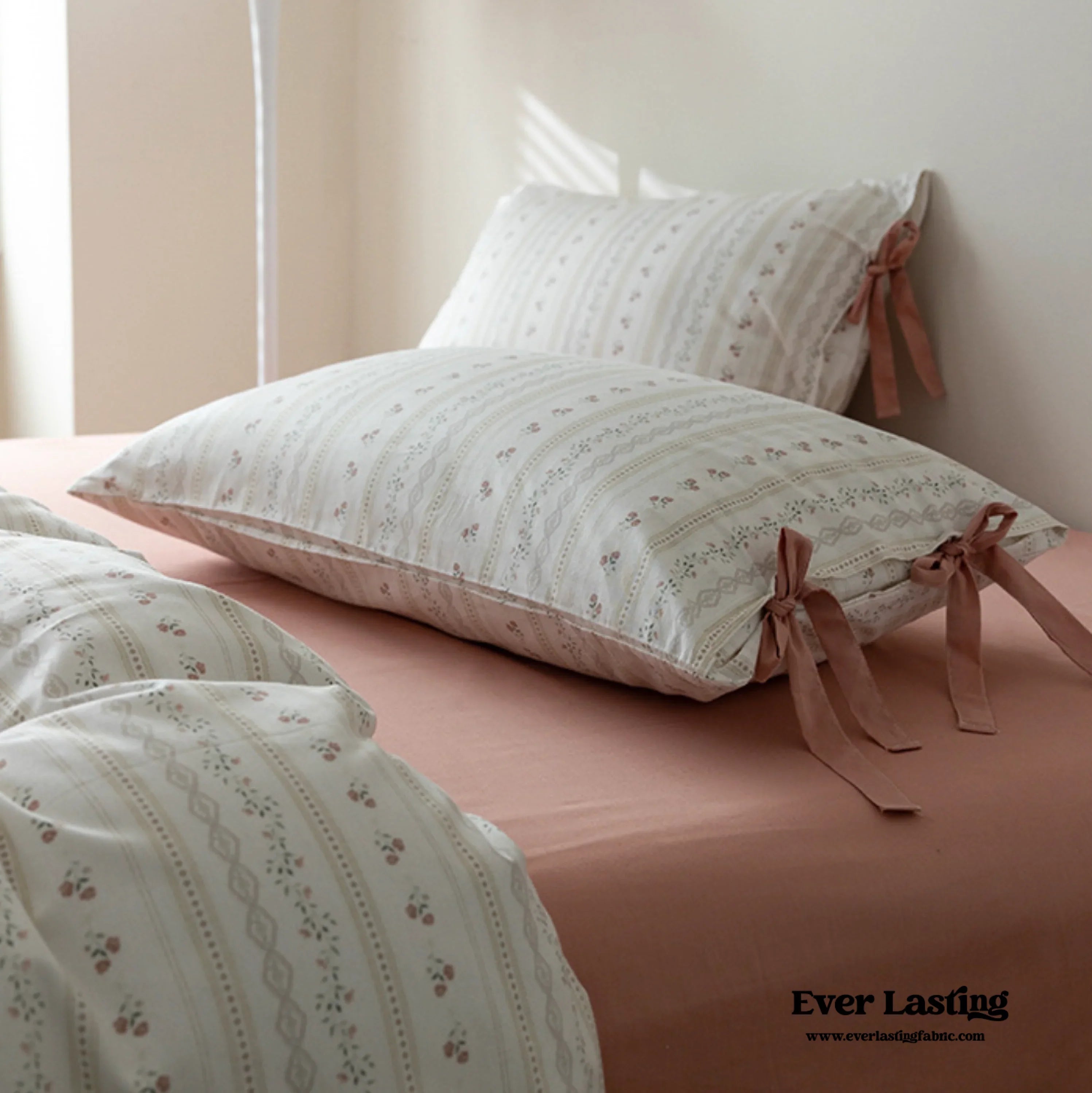 Soft Cottage Ribbon Bedding Set / Purple Ever Lasting
