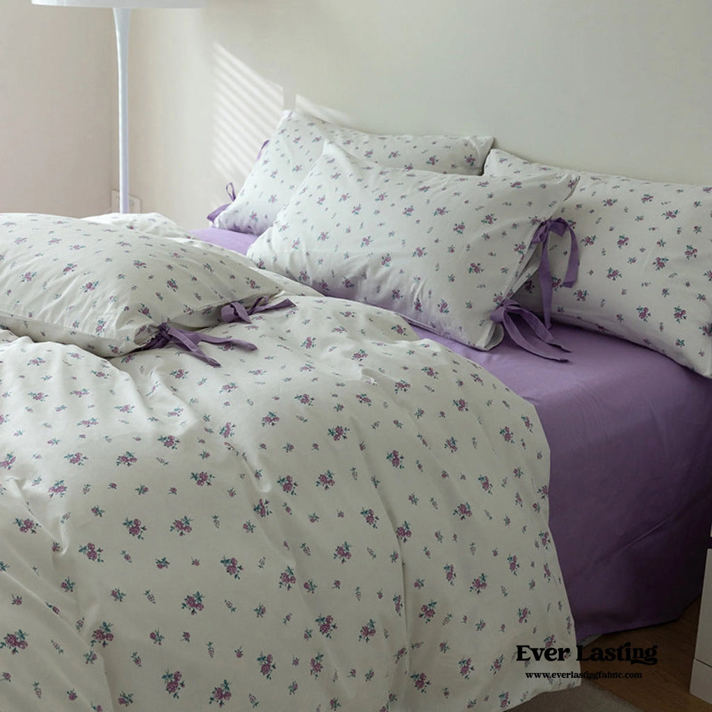 Soft Cottage Ribbon Bedding Set / Purple Ever Lasting