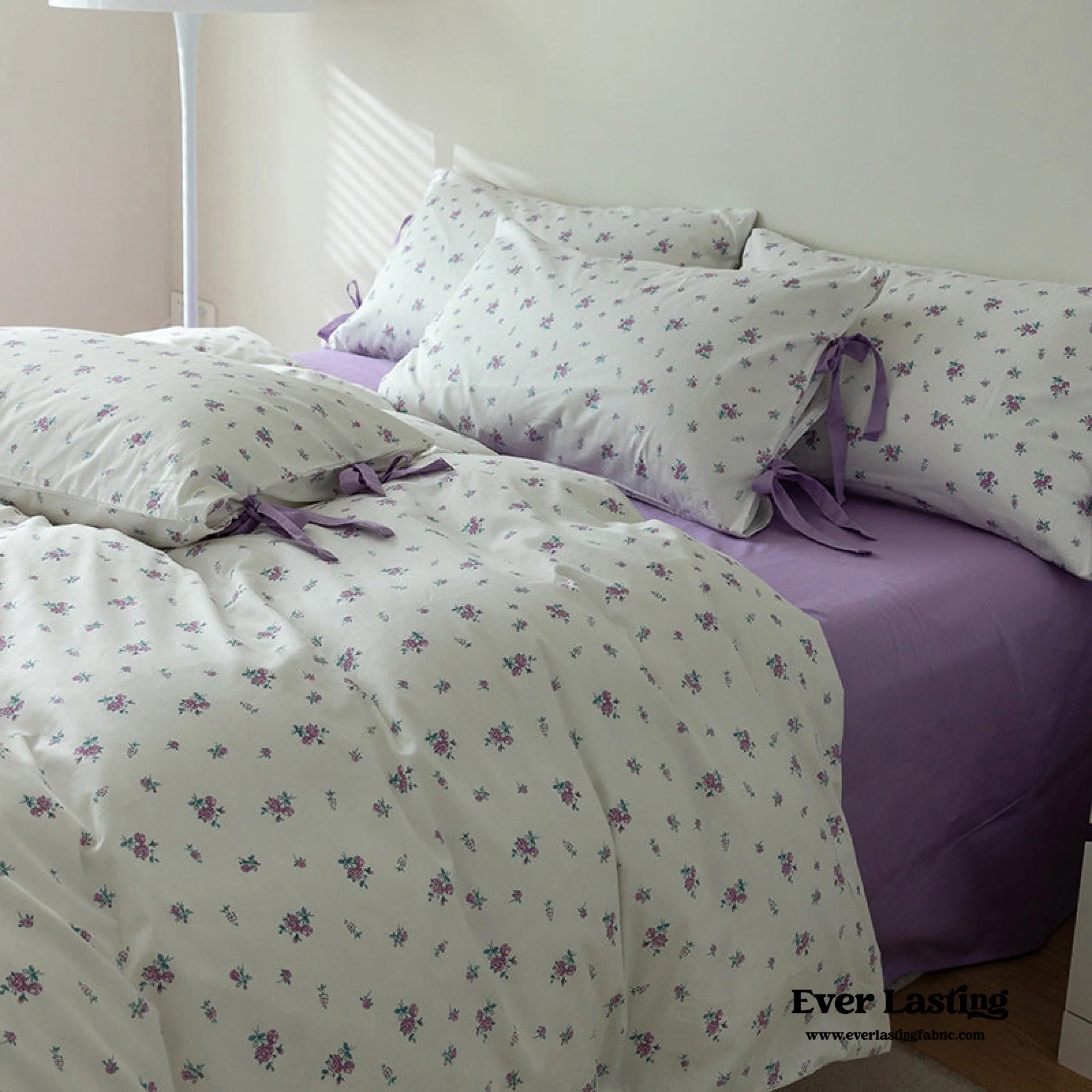 Soft Cottage Ribbon Bedding Set / Purple Ever Lasting