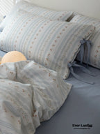 Soft Cottage Ribbon Bedding Set / Purple Ever Lasting