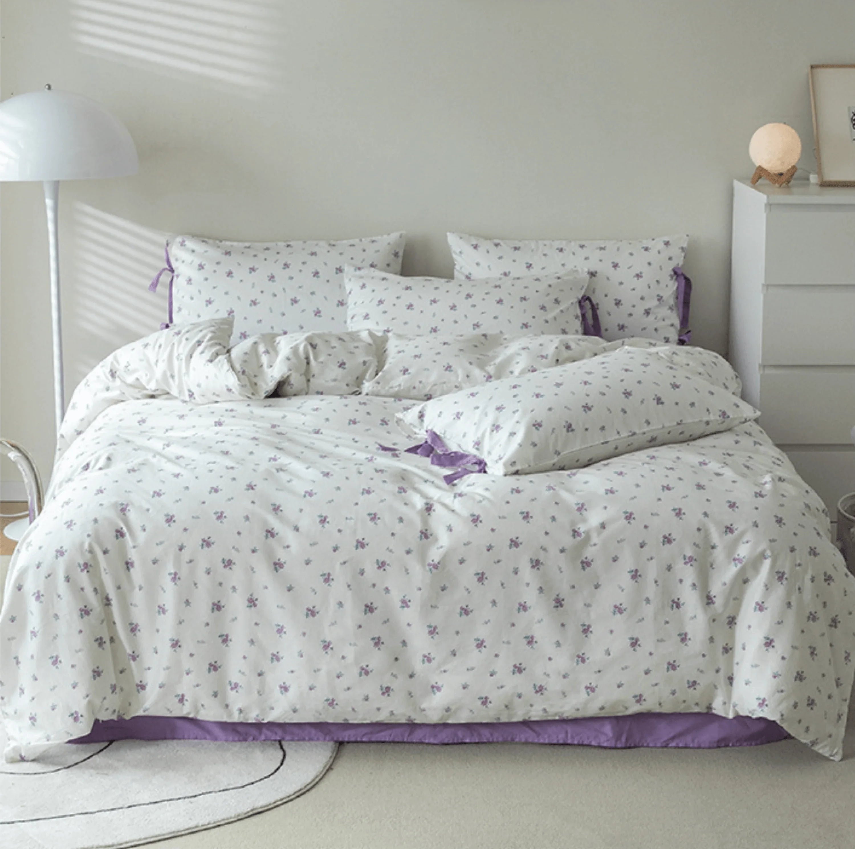 Soft Cottage Ribbon Bedding Set / Purple Ever Lasting