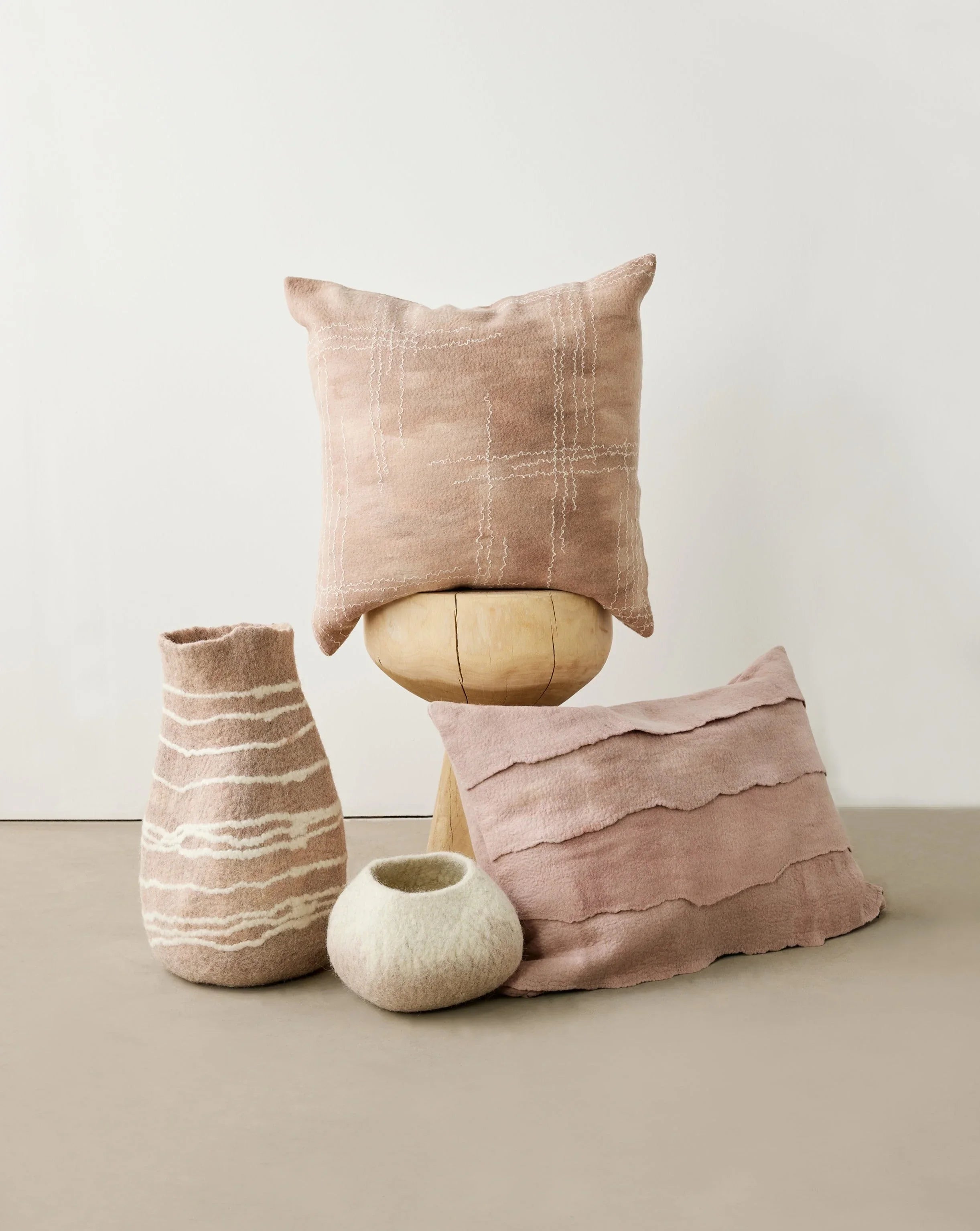 Soft Stone Ombre Decorative Wool Ukhamba Bowl Kanju Interiors