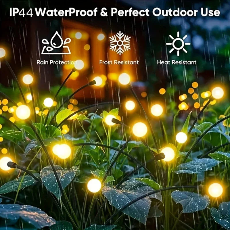 32-light 4pcs Solar Garden Lights, 8 Flashing Modes, IP44 Waterproof, Swing Solar Firefly Lights, Suitable for Outdoor Courtyards, Weddings, Garden Decorations, Valentine'S Day, Halloween, Christmas And New Year Decorations, House Of Avana [[SKU:HOA-MSC-026]]