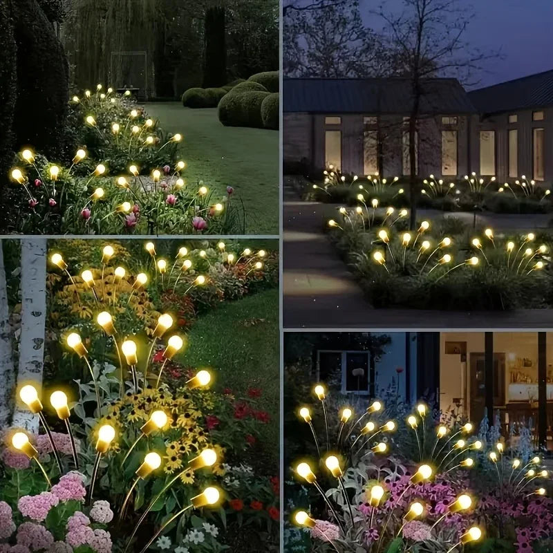 32-light 4pcs Solar Garden Lights, 8 Flashing Modes, IP44 Waterproof, Swing Solar Firefly Lights, Suitable for Outdoor Courtyards, Weddings, Garden Decorations, Valentine'S Day, Halloween, Christmas And New Year Decorations, House Of Avana [[SKU:HOA-MSC-026]]