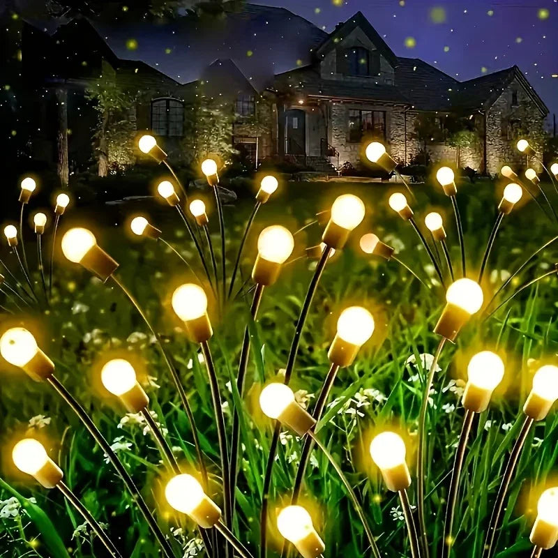 32-light 4pcs Solar Garden Lights, 8 Flashing Modes, IP44 Waterproof, Swing Solar Firefly Lights, Suitable for Outdoor Courtyards, Weddings, Garden Decorations, Valentine'S Day, Halloween, Christmas And New Year Decorations, House Of Avana [[SKU:HOA-MSC-026]]