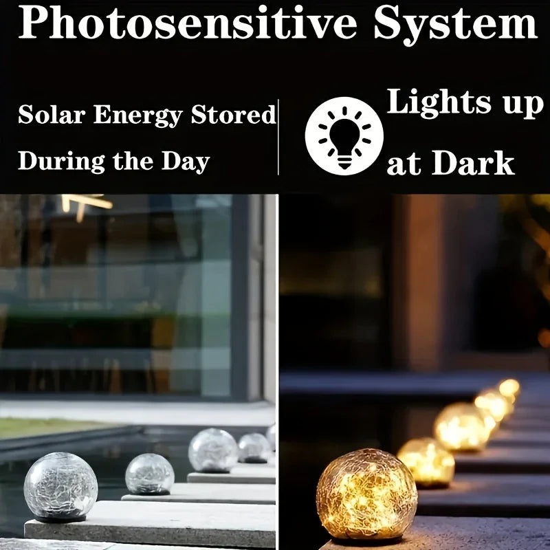 1/2/4 Sets Of Garden Solar Lights, Cracked Glass Bulb LED Outdoor Decorative Lights, Solar Floor Lights, Garden Landscape Lawn Lights, IP44 Waterproof And Durable, Suitable For Courtyards, Lawns And Gardens And Universal Holi House Of Avana