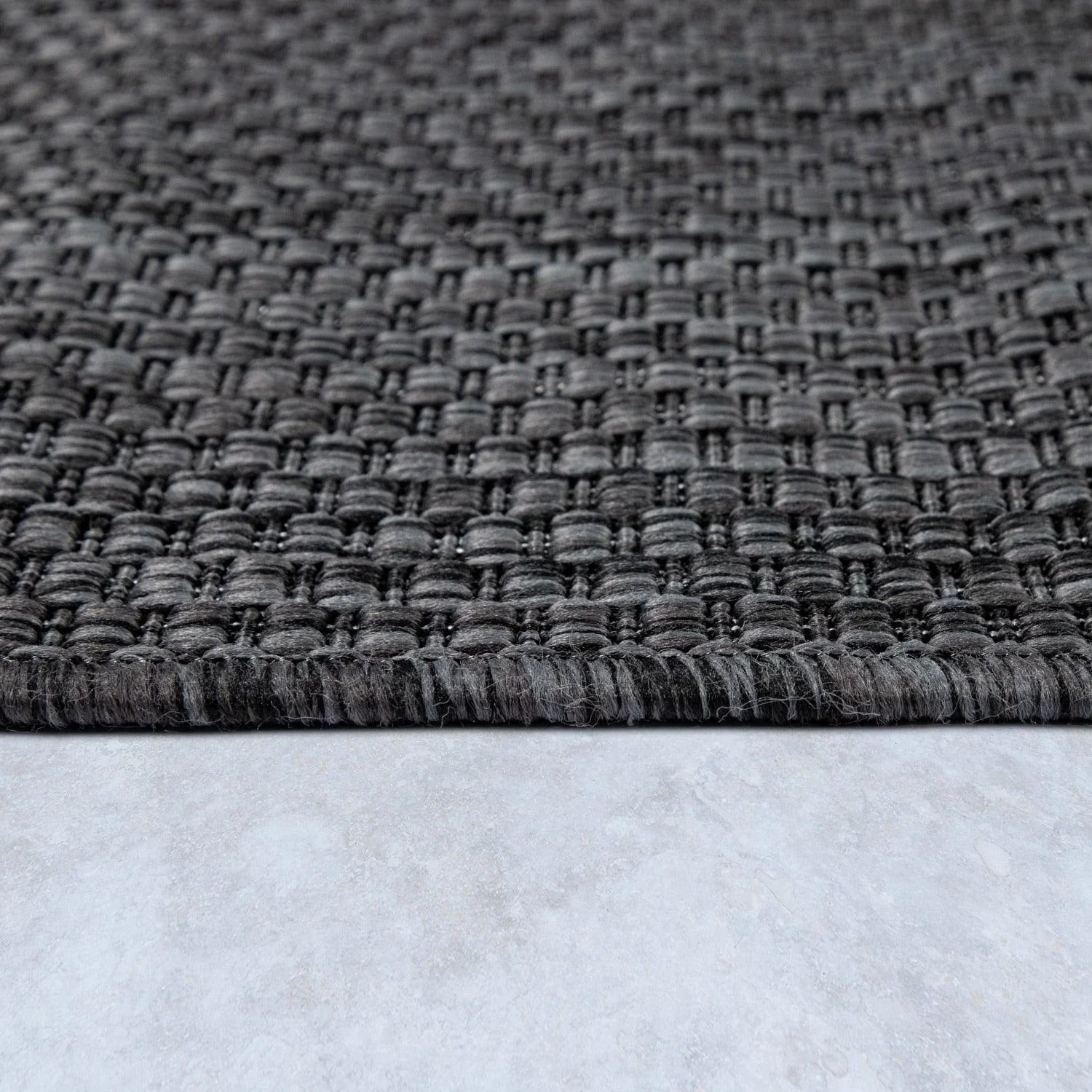 Solid Outdoor Rug for Patio or Balcony weatherproof in Mottled Anthracite RugYourHome