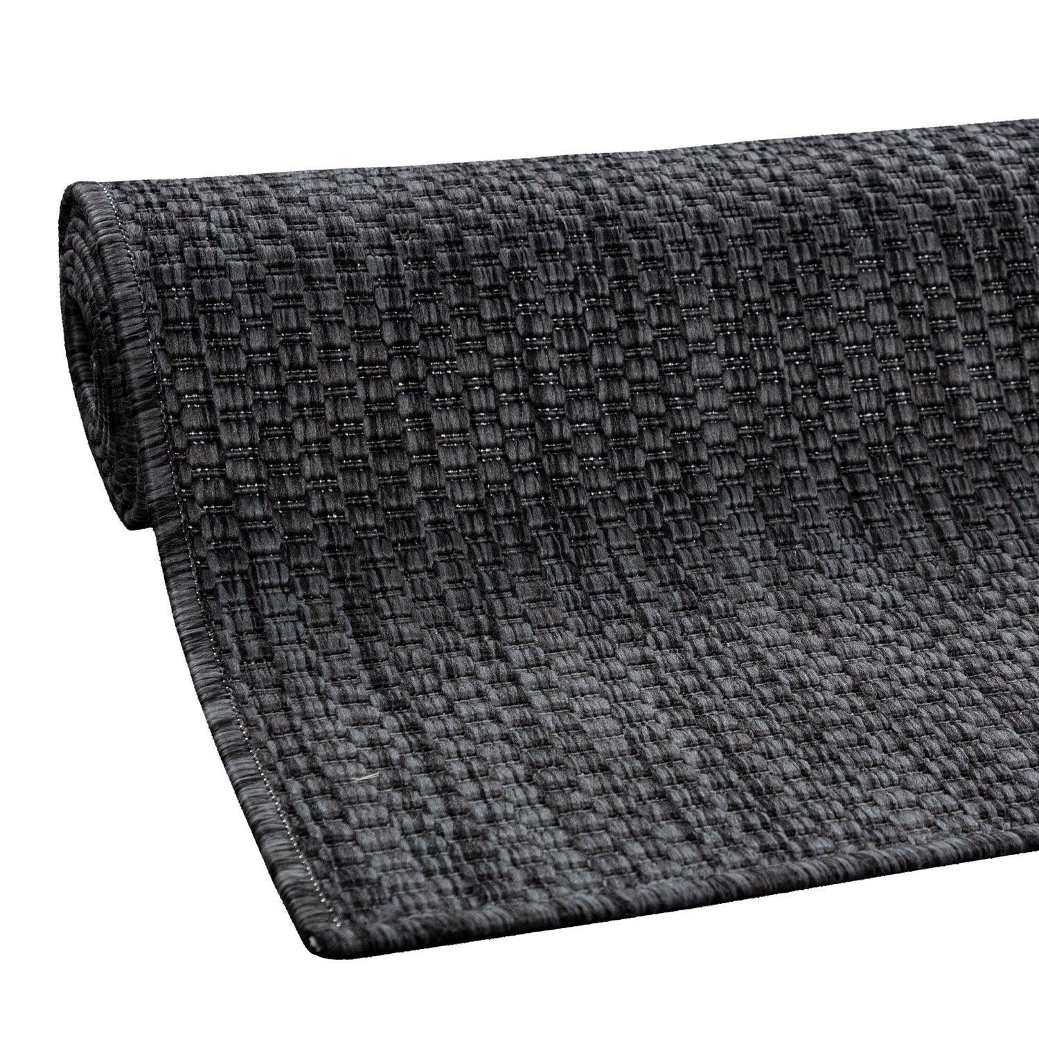 Solid Outdoor Rug for Patio or Balcony weatherproof in Mottled Anthracite RugYourHome