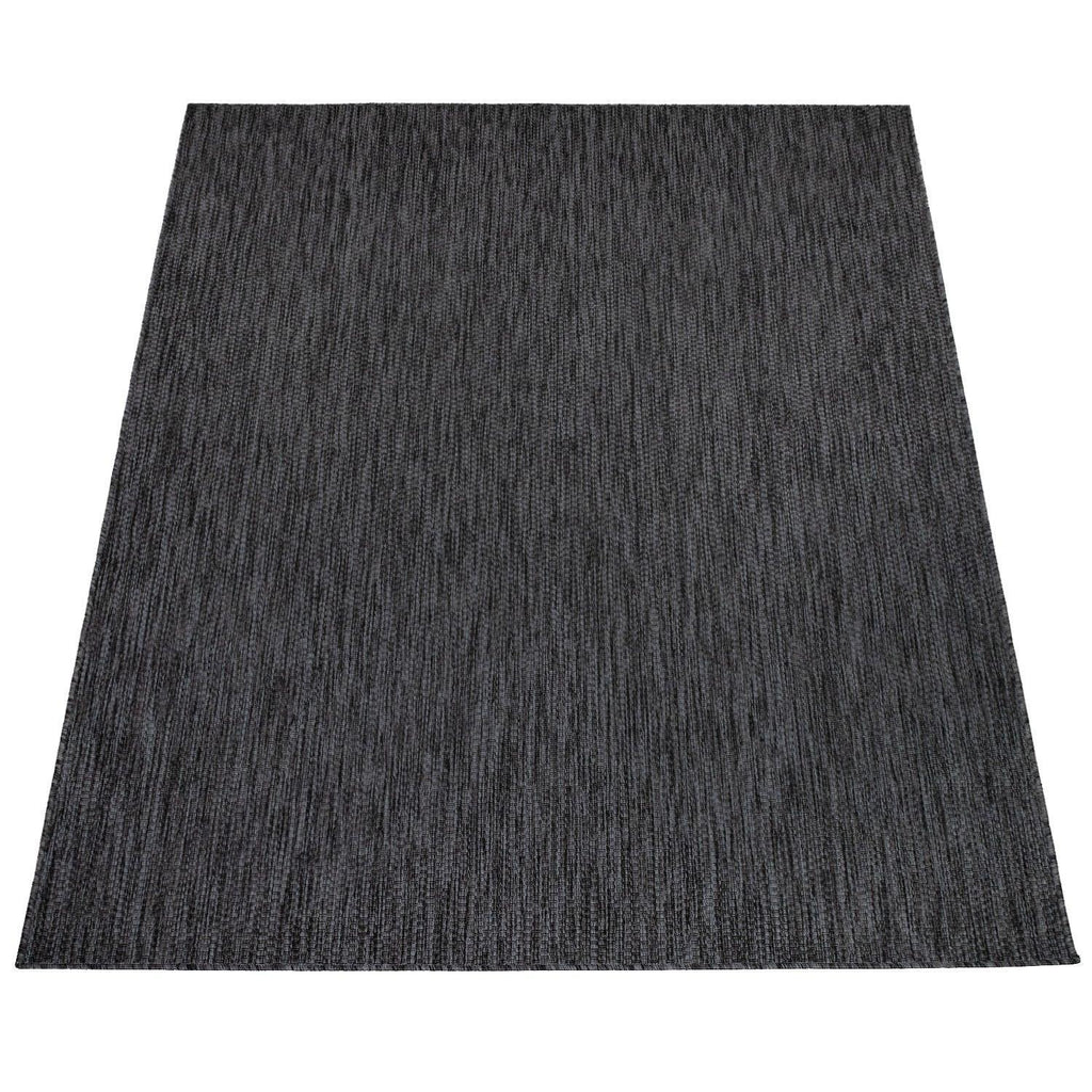 Solid Outdoor Rug for Patio or Balcony weatherproof in Mottled Anthracite RugYourHome
