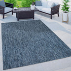 Solid Outdoor Rug for Patio or Balcony Weatherproof in Mottled Blue, front view - House Of Avana