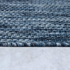 Solid Outdoor Rug for Patio or Balcony Weatherproof in Mottled Blue, back view - House Of Avana