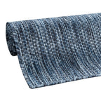 Solid Outdoor Rug for Patio or Balcony Weatherproof in Mottled Blue, detail shot - House Of Avana