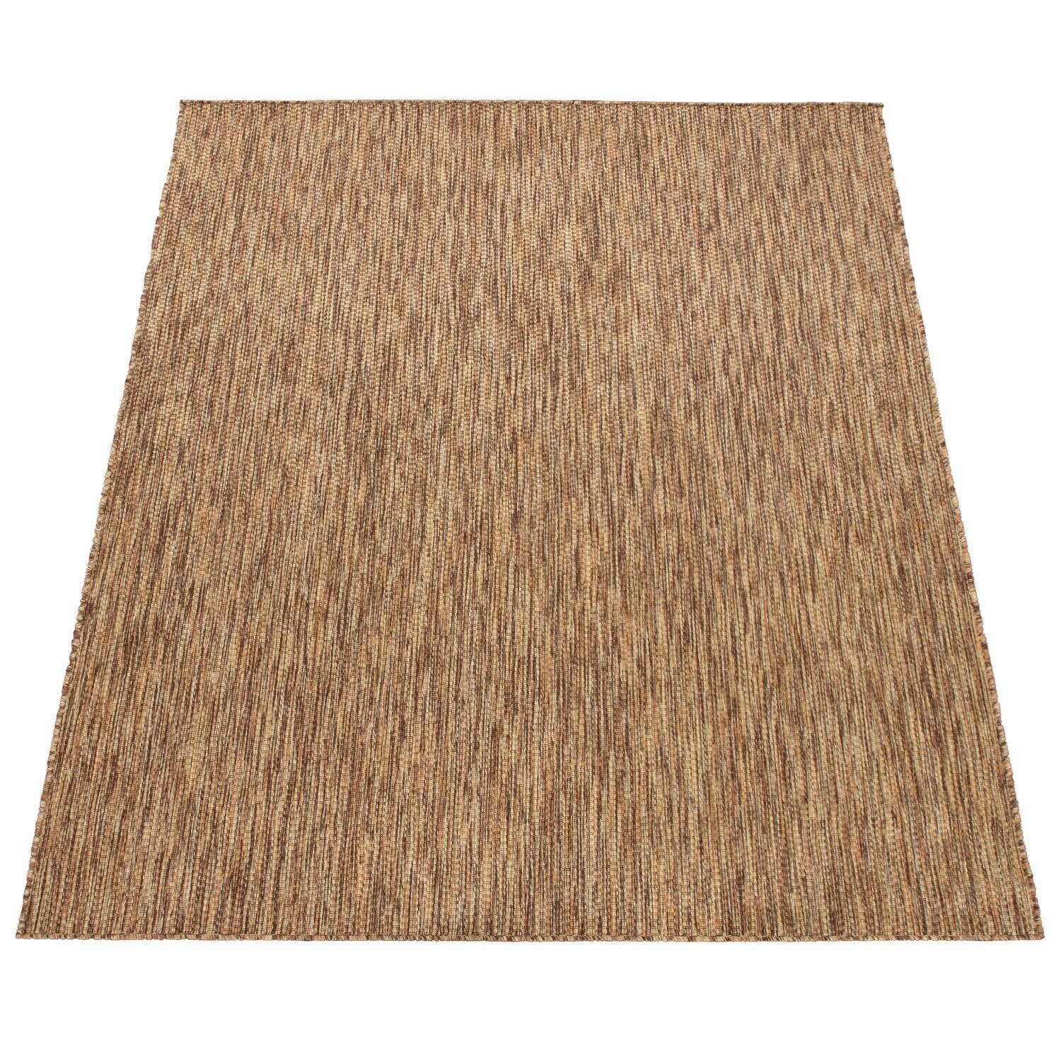 Solid Outdoor Rug for Patio or Balcony weatherproof in Mottled Brown Beige RugYourHome