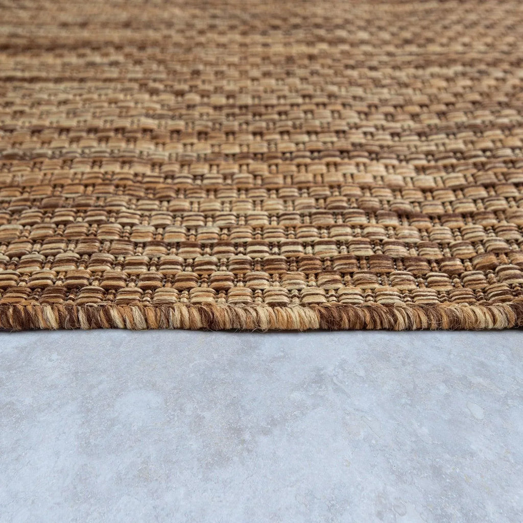 Solid Outdoor Rug for Patio or Balcony weatherproof in Mottled Brown Beige RugYourHome