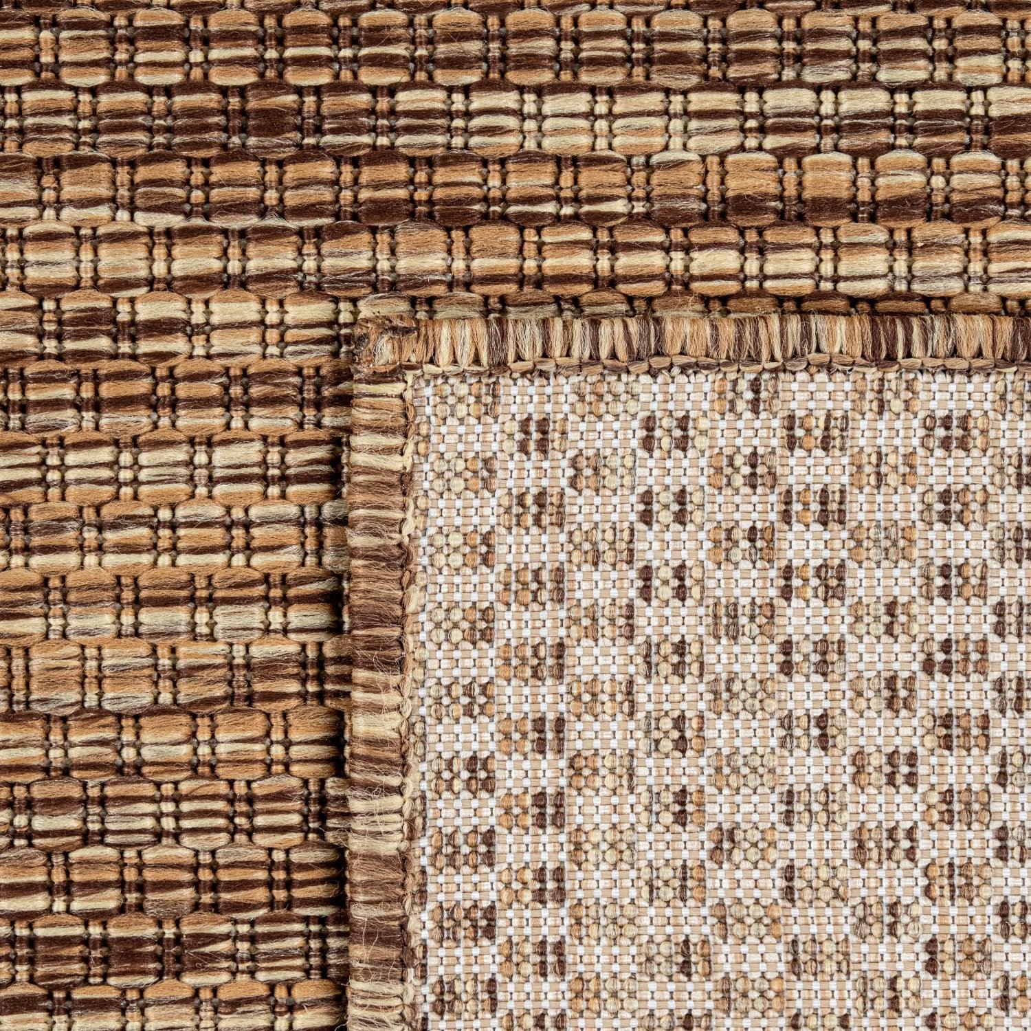 Solid Outdoor Rug for Patio or Balcony weatherproof in Mottled Brown Beige RugYourHome