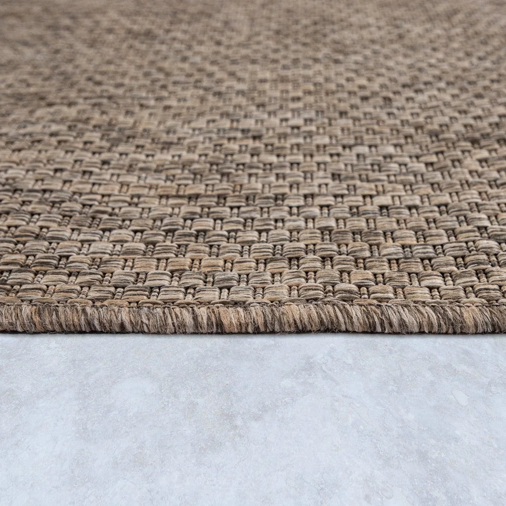 Solid Outdoor Rug for Patio or Balcony weatherproof in Mottled Brown RugYourHome