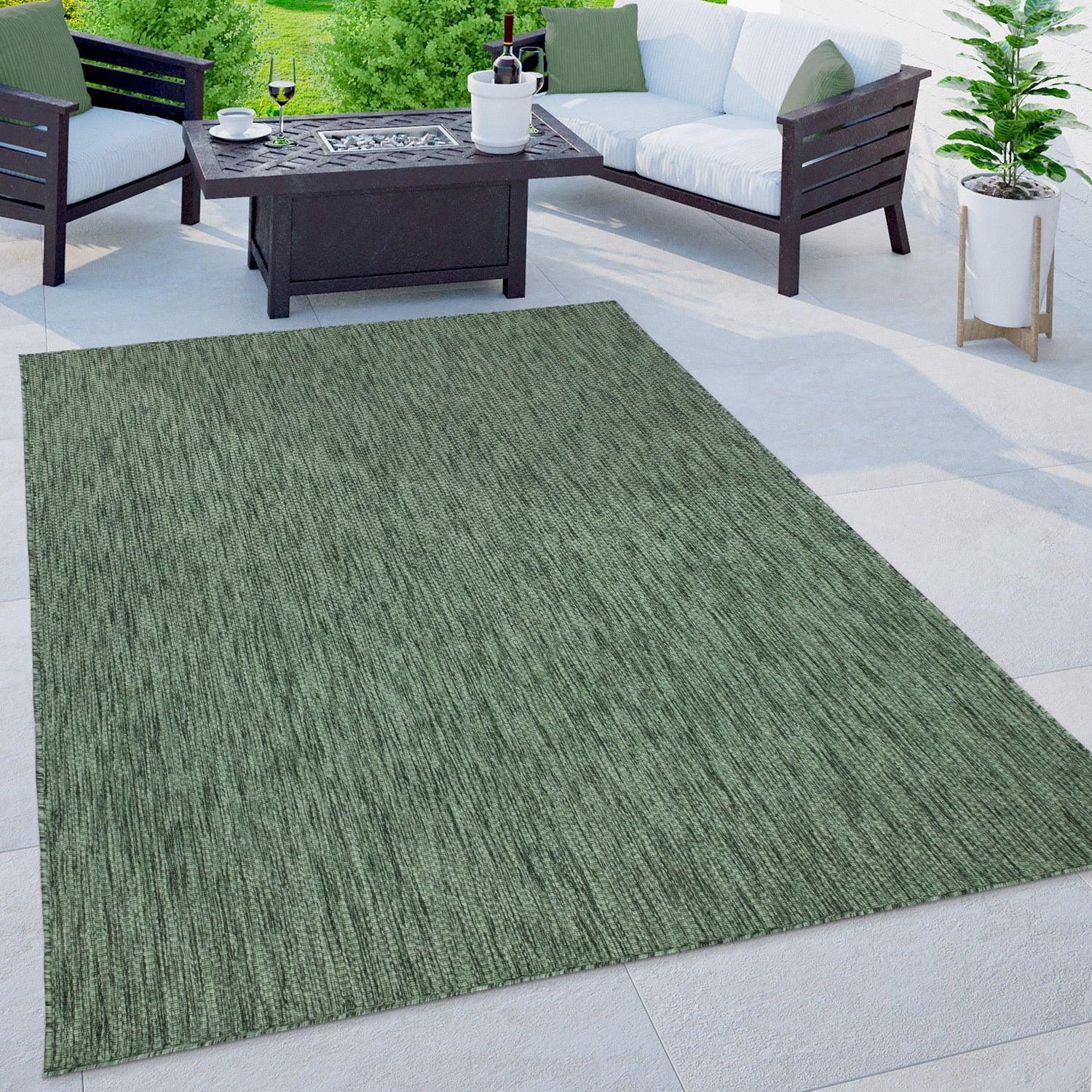 Solid Outdoor Rug for Patio or Balcony weatherproof in Mottled Dark Green RugYourHome