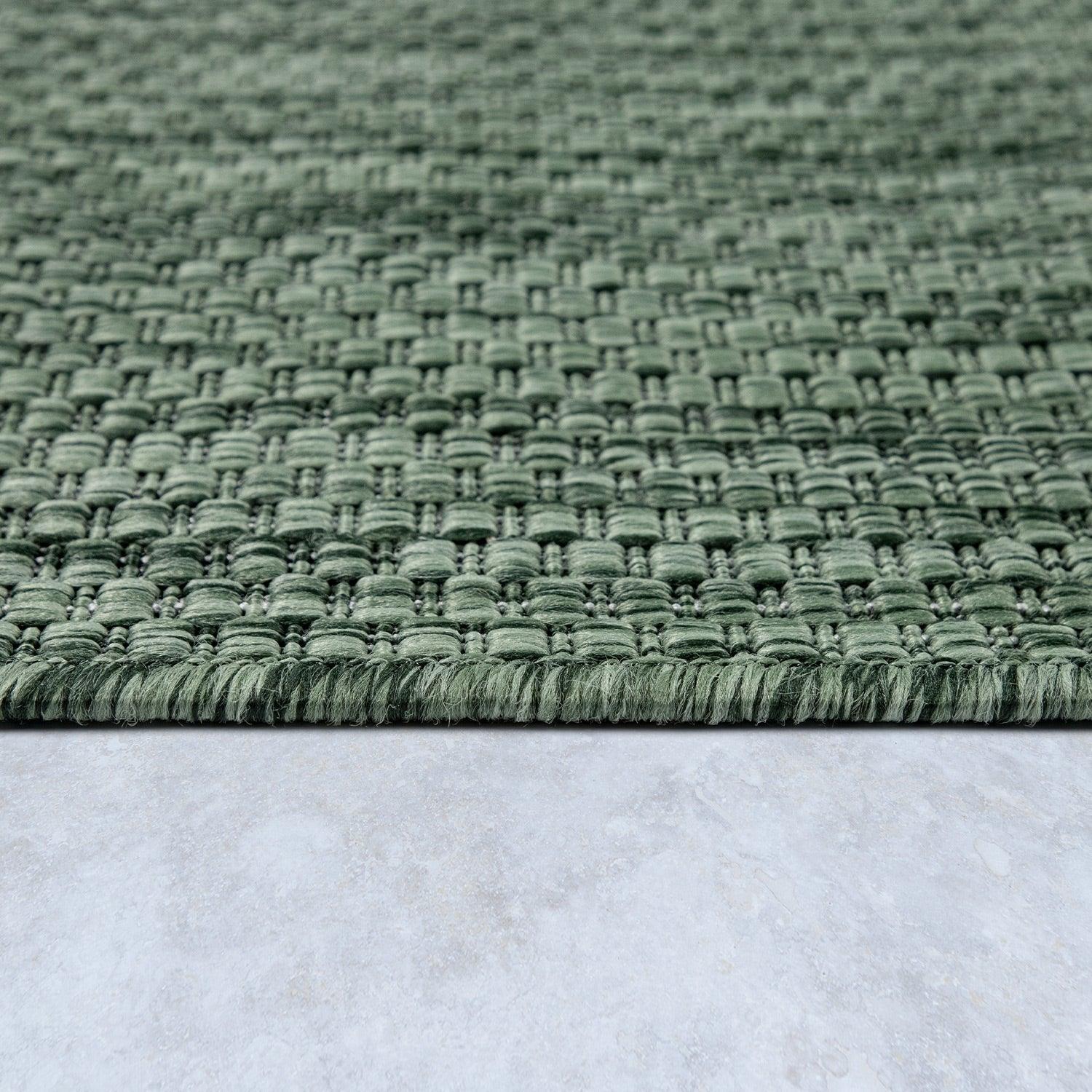 Solid Outdoor Rug for Patio or Balcony weatherproof in Mottled Dark Green RugYourHome
