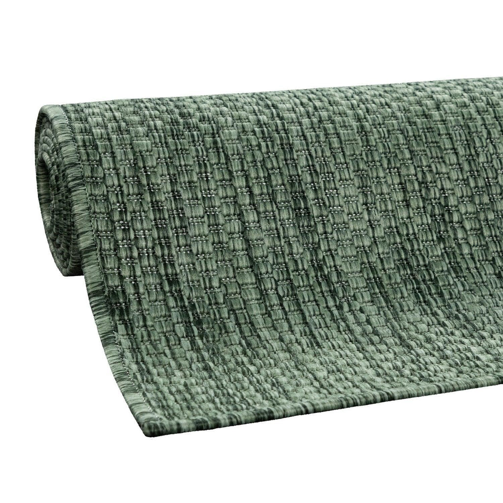 Solid Outdoor Rug for Patio or Balcony weatherproof in Mottled Dark Green RugYourHome