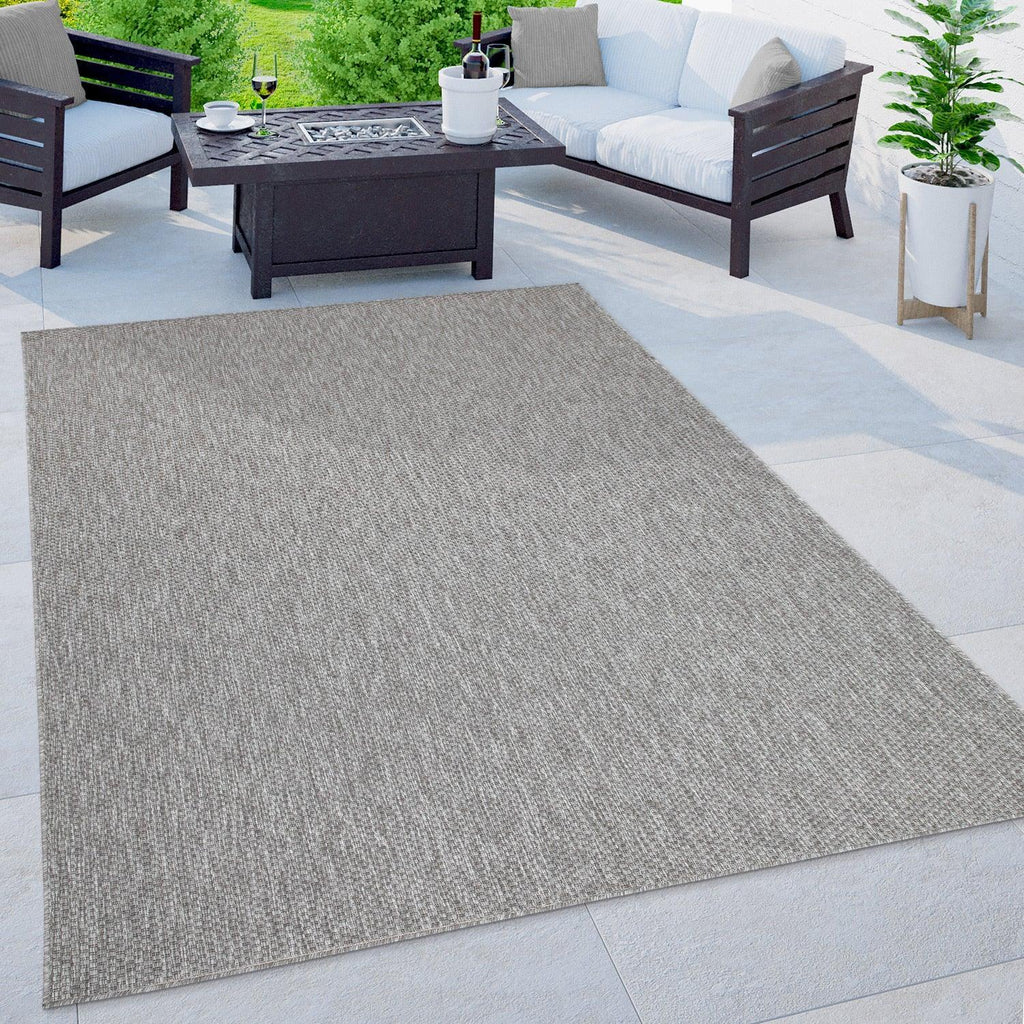 Solid Outdoor Rug for Patio or Balcony weatherproof in Mottled Grey RugYourHome