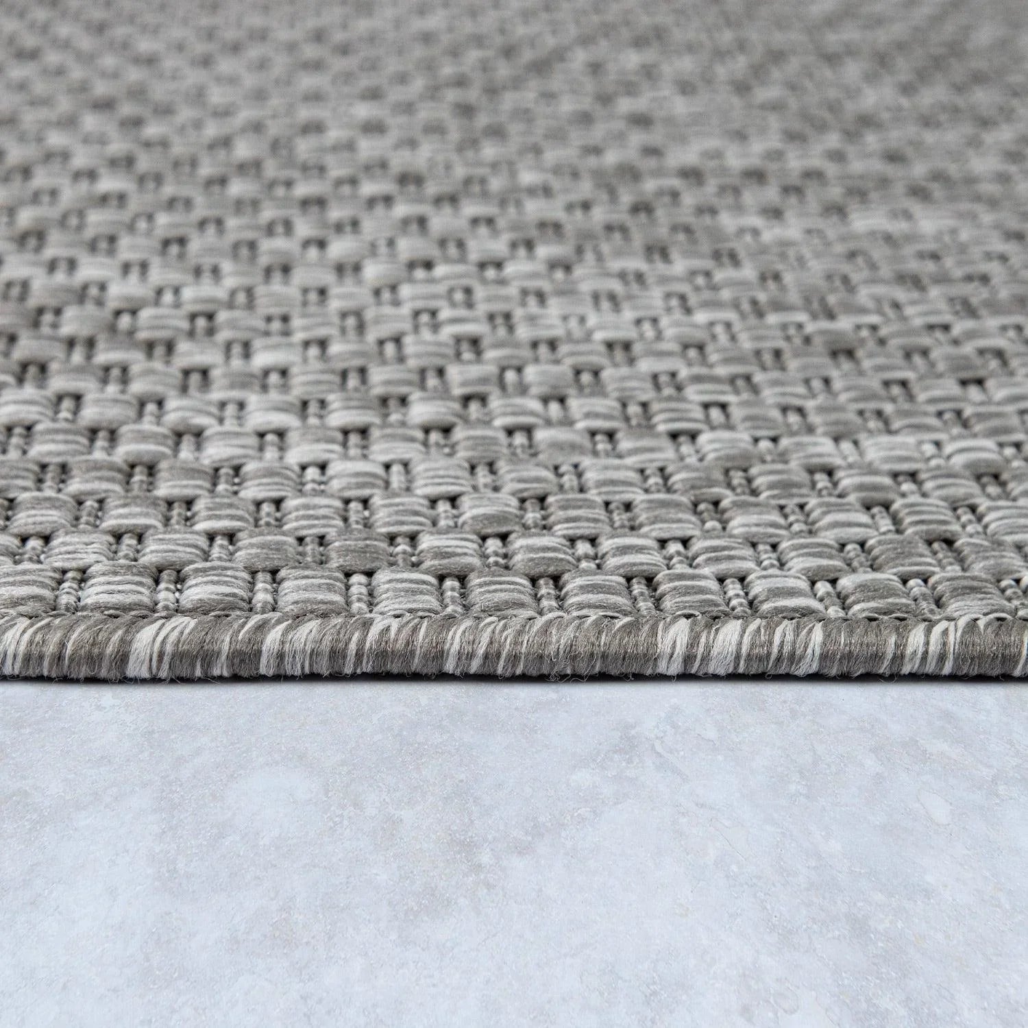 Solid Outdoor Rug for Patio or Balcony weatherproof in Mottled Grey RugYourHome