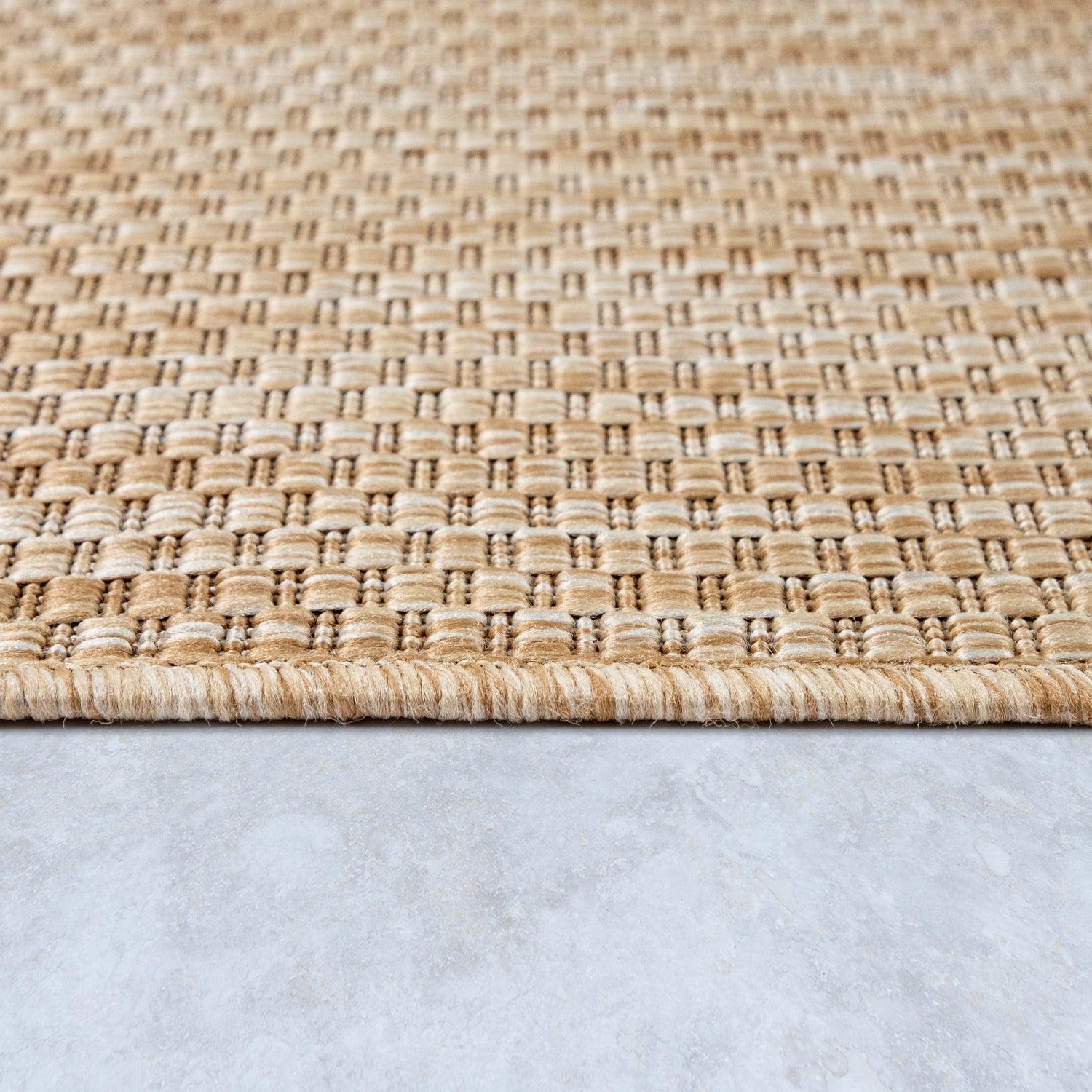 Solid Outdoor Rug for Patio or Balcony weatherproof Mottled Light-Brown Beige RugYourHome