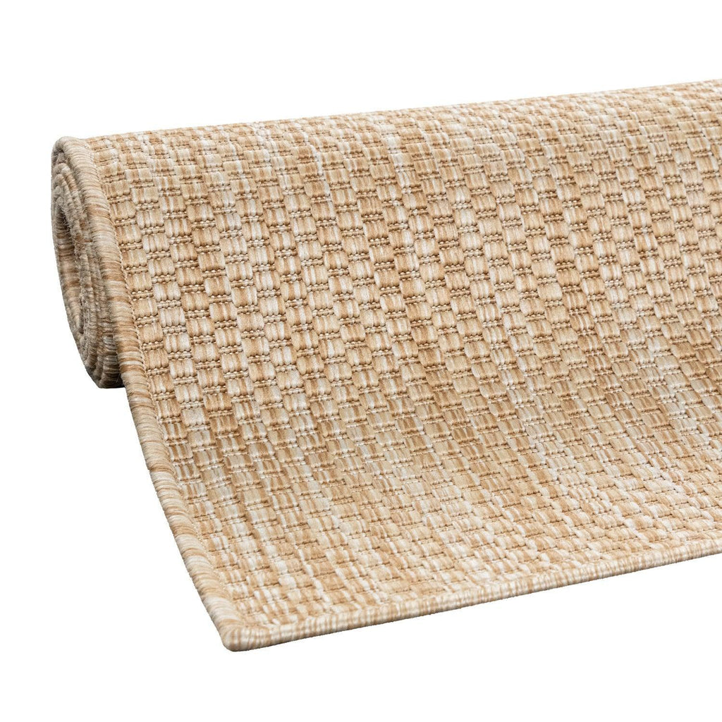 Solid Outdoor Rug for Patio or Balcony weatherproof Mottled Light-Brown Beige RugYourHome