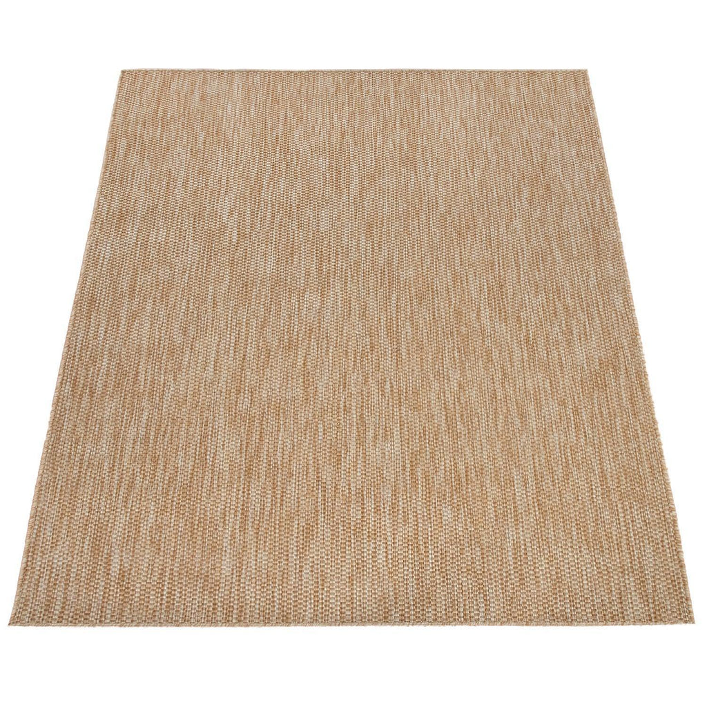 Solid Outdoor Rug for Patio or Balcony weatherproof Mottled Light-Brown Beige RugYourHome