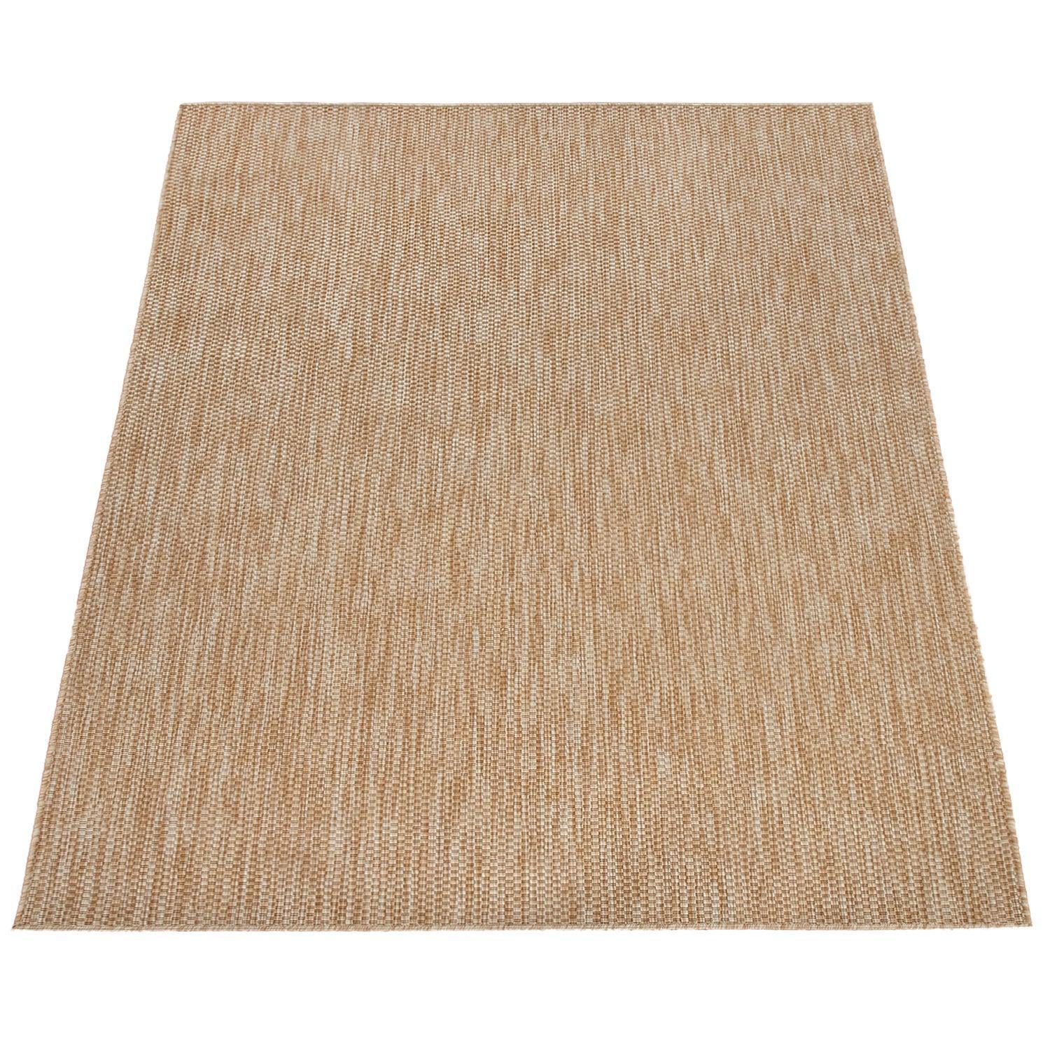 Solid Outdoor Rug for Patio or Balcony weatherproof Mottled Light-Brown Beige RugYourHome