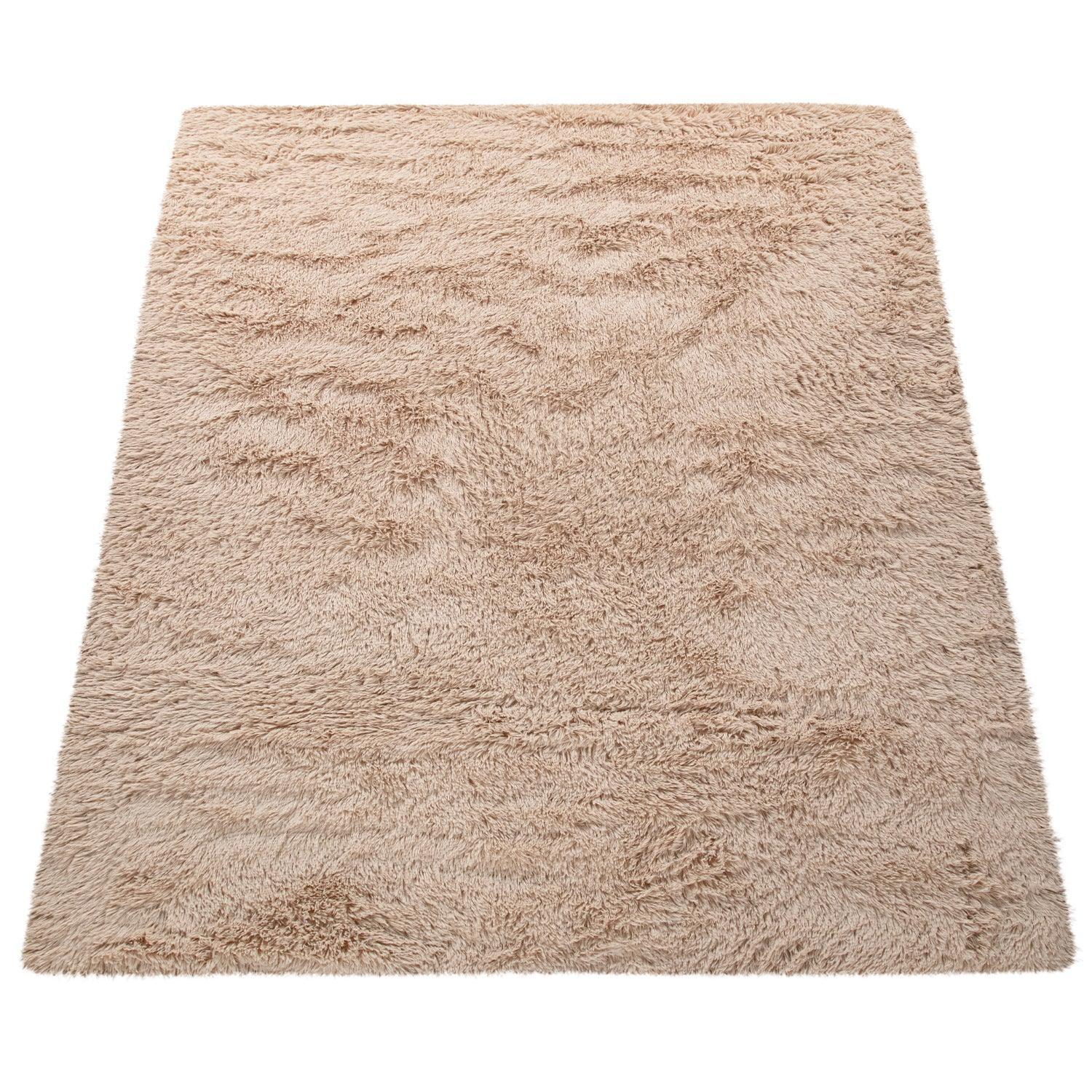 Solid Shag Rug Silky Soft & Fluffy In Beige RugYourHome
