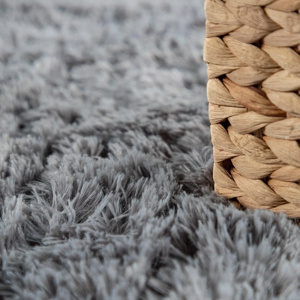 Solid Shag Rug Silky Soft & Fluffy In Grey RugYourHome