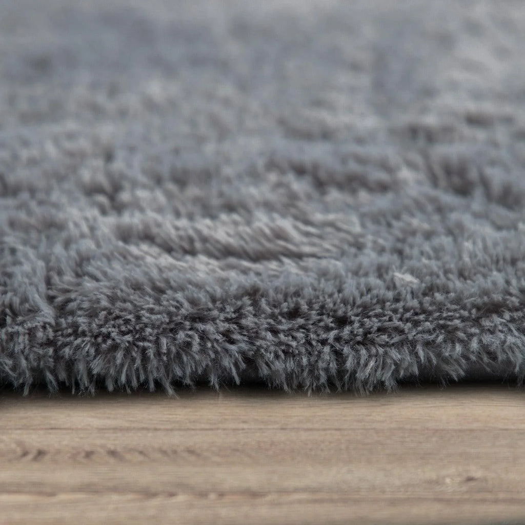 Solid Shag Rug Silky Soft & Fluffy In Grey RugYourHome
