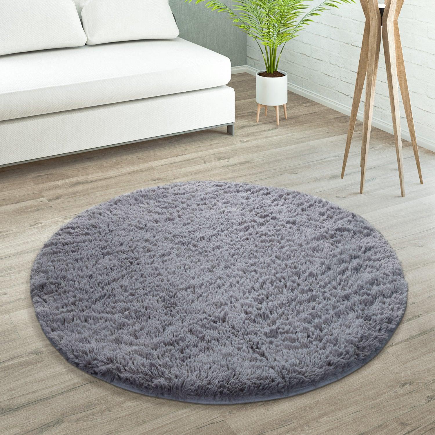 Solid Shag Rug Silky Soft & Fluffy In Grey RugYourHome