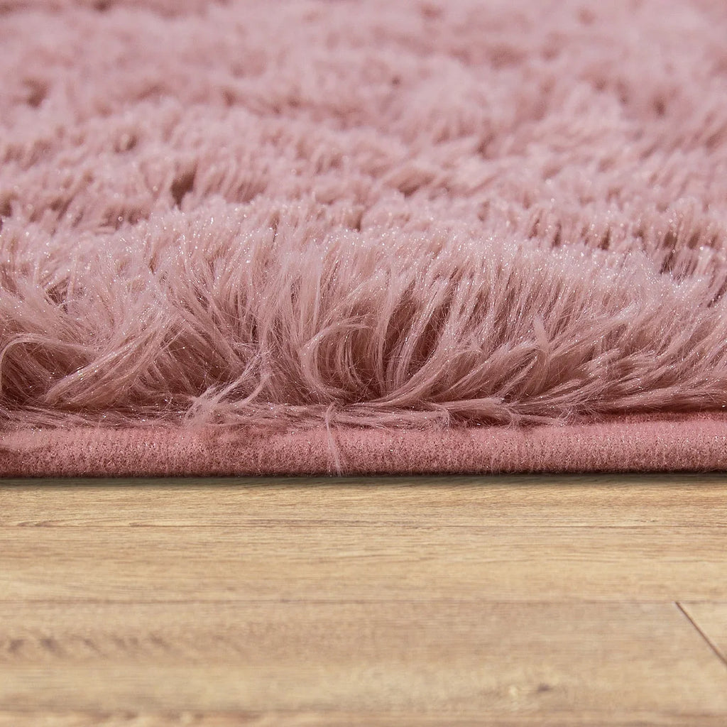 Solid Shag Rug Silky Soft & Fluffy In Rose RugYourHome