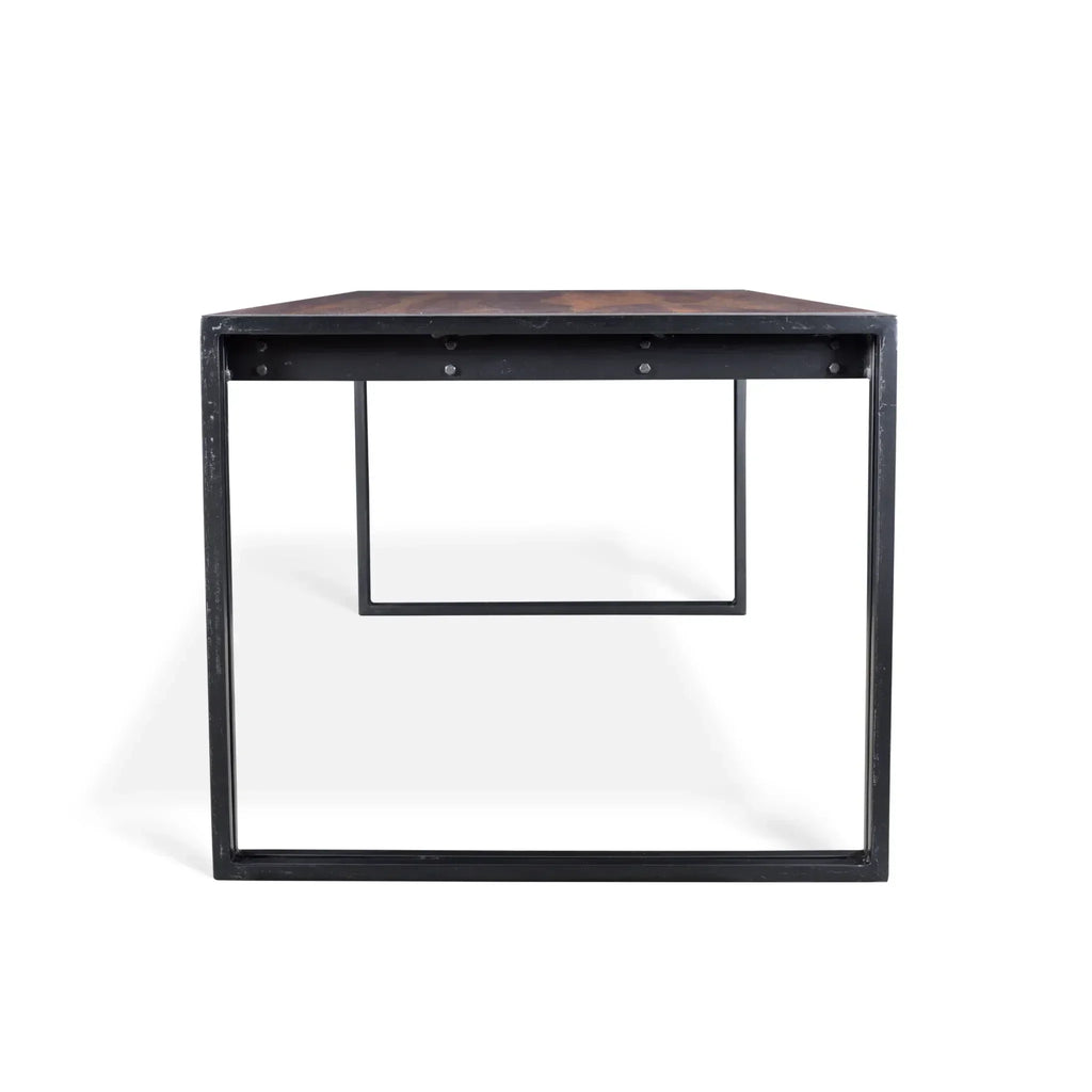 Solid Sheesham Wood Dining Table with Metal Legs