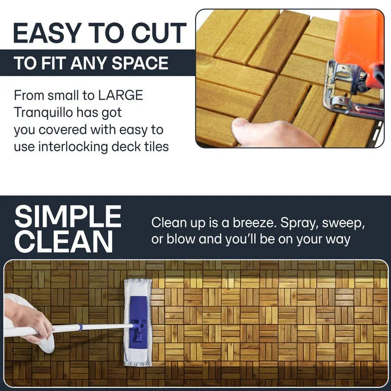 Solid Wood Deck Tiles Set 10