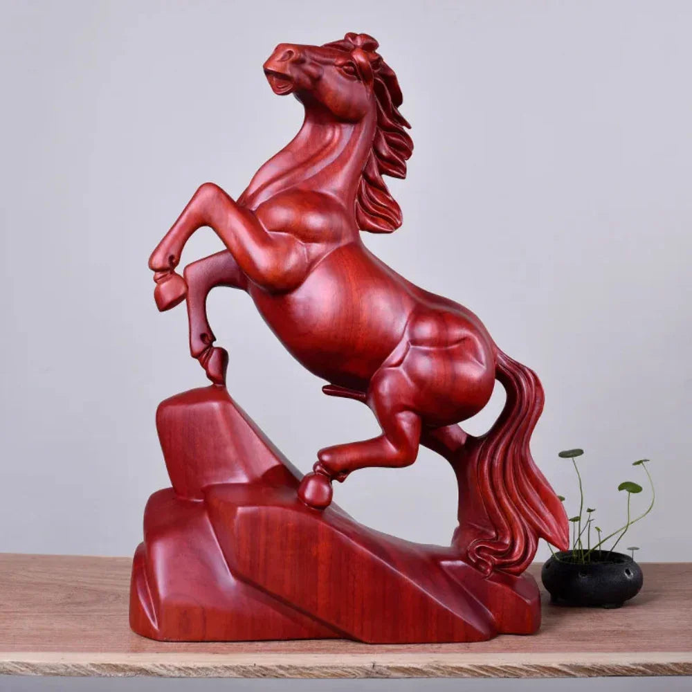 Solid Wood Horse Statue - House Of Avana