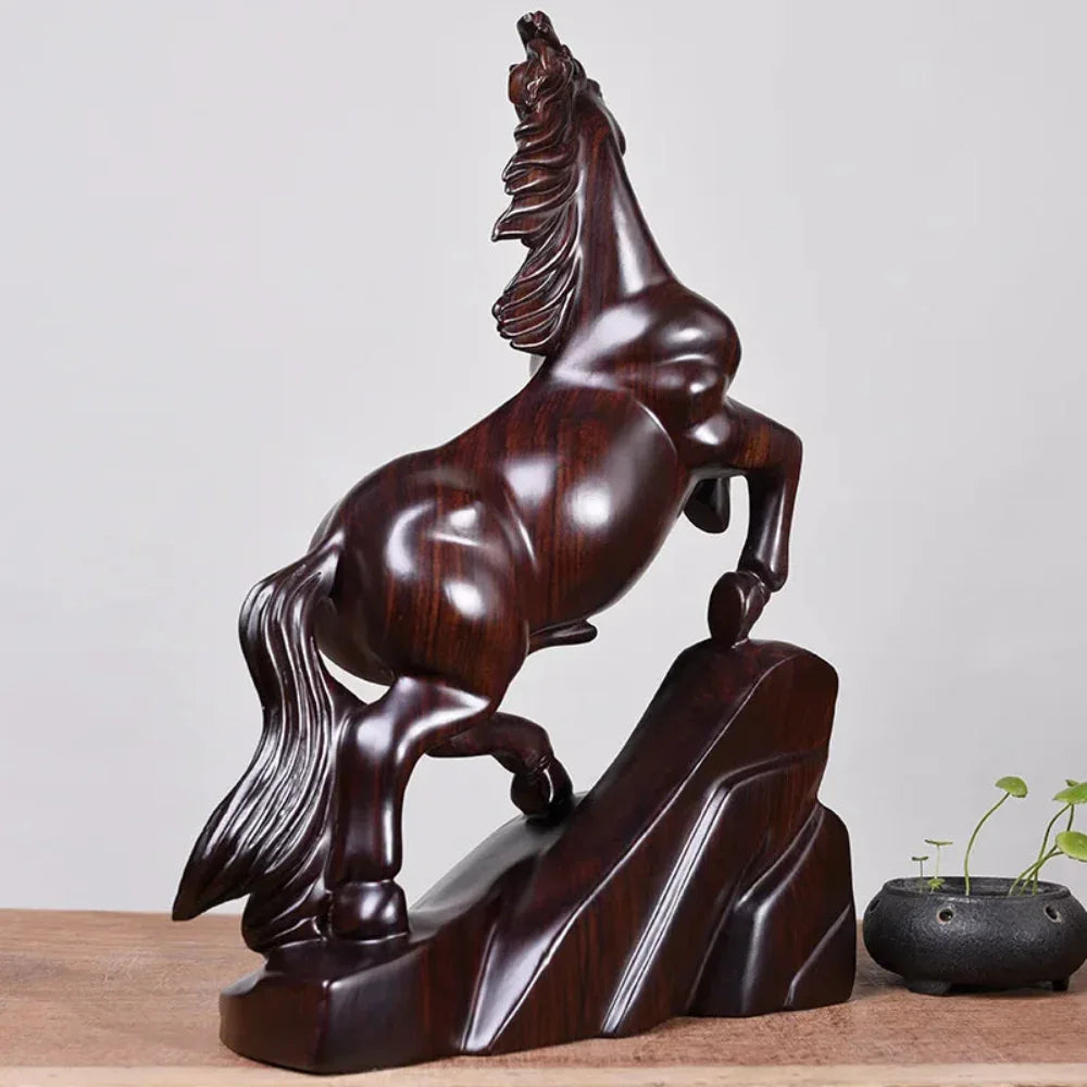 Solid Wood Horse Statue - House Of Avana