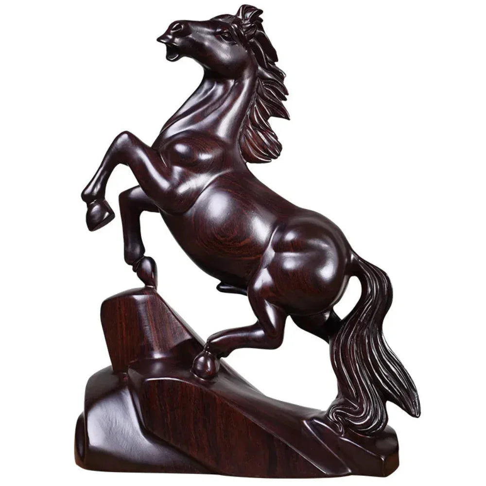 Solid Wood Horse Statue - House Of Avana