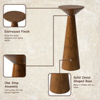 Solid Wood Modern Farmhouse Tall Pedestal End Table with Round Top - Lightweight Sturdy Indoor/Outdoor Accent Table, Walnut Finish, Compact Round Drink Table for Patio, Living Room, Bedroom, Small Space - Durable Wood Constru House Of Avana