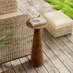 Solid Wood Modern Farmhouse Tall Pedestal End Table with Round Top - Lightweight Sturdy Indoor/Outdoor Accent Table, Walnut Finish, Compact Round Drink Table for Patio, Living Room, Bedroom, Small Space - Durable Wood Constru House Of Avana