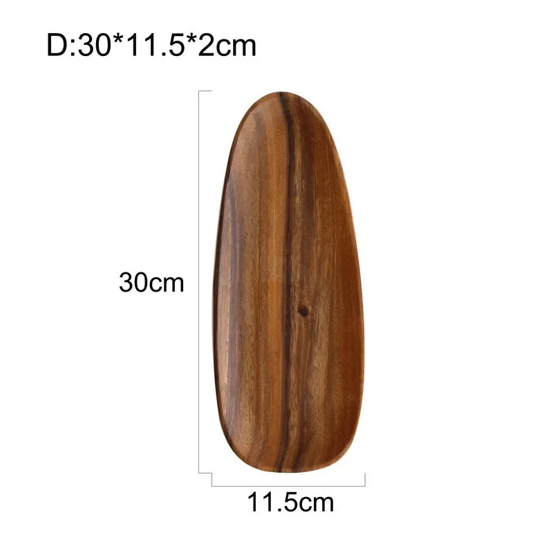 Solid Wood Oval Serving Tray with Irregular Shape for Fruit and Bread, angled view - House Of Avana