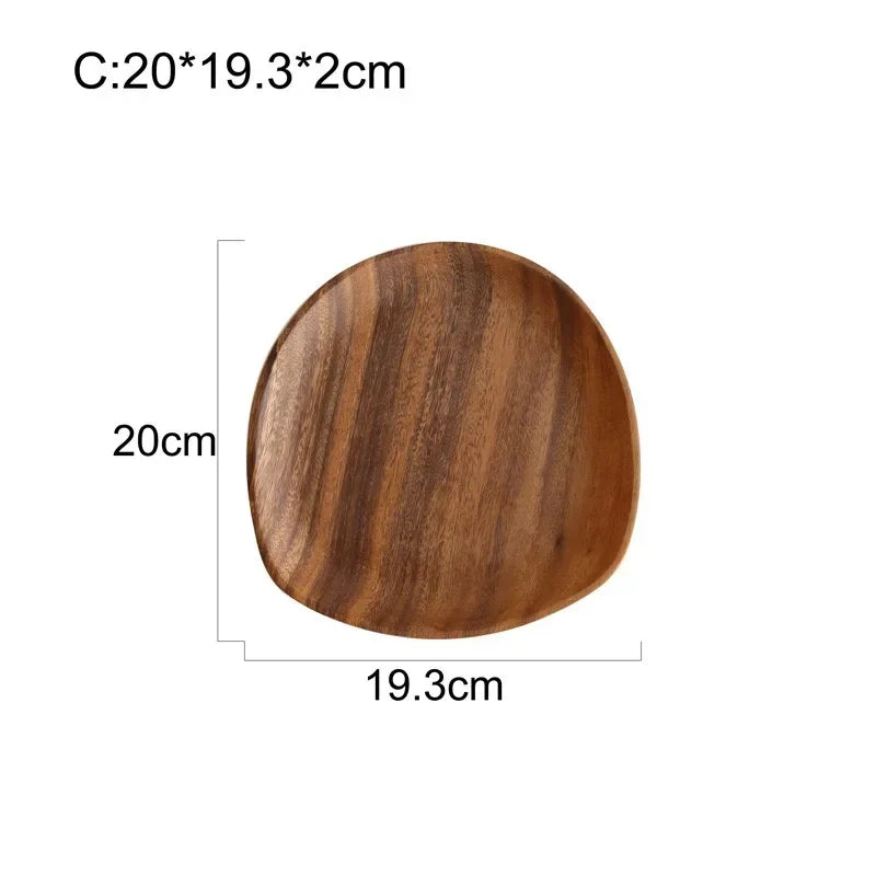 Solid Wood Oval Serving Tray with Irregular Shape for Fruit and Bread, angled view - House Of Avana