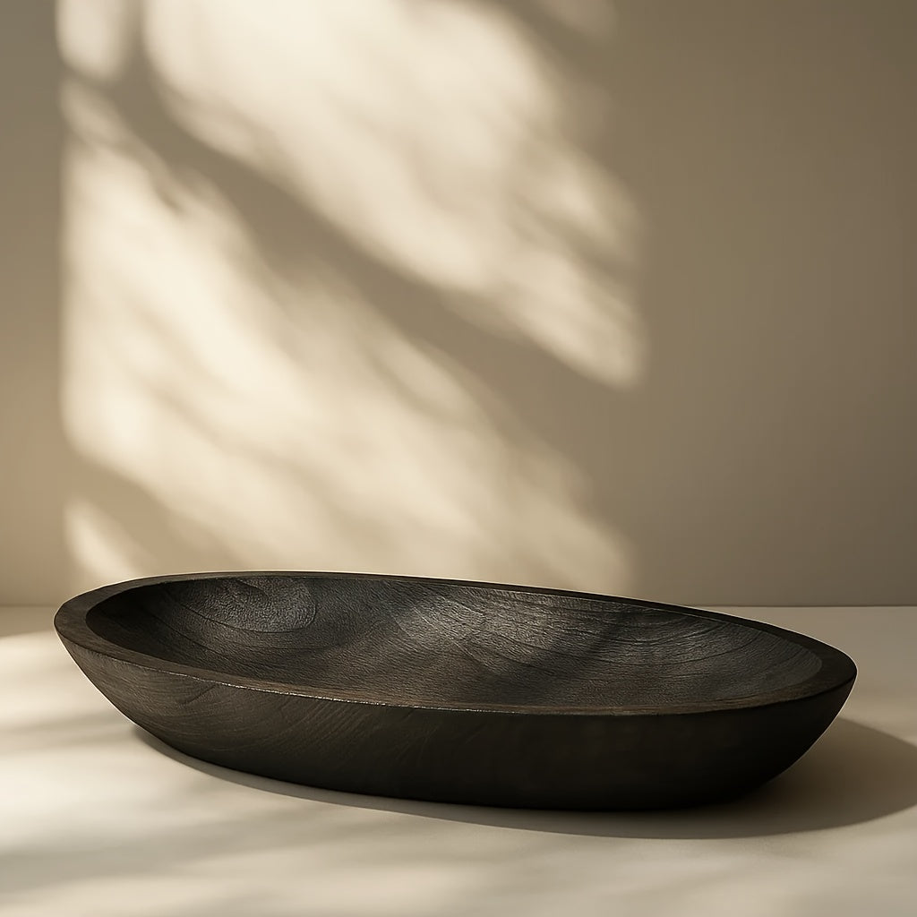 Solid Wood Oval Tea Tray - Vintage Rustic Decorative Serving Tray for Tea Ceremonies, Home Decor, Living Room, Office - Natural Wood Grain, No Batteries Needed, Tea Ceremony Accessory | Vintage Style Tray | Handcrafted Wooden House Of Avana